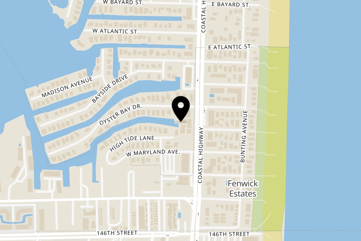 Map showing the location of House Of Sauce Waterfront Grill on 300 Coastal Hwy Unit 21 in Fenwick Island